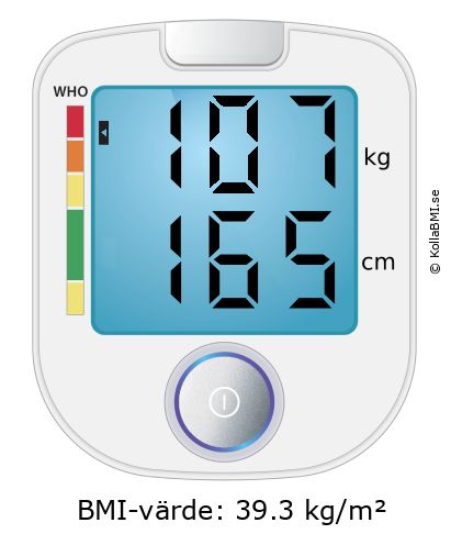 BMI 107 kg och 165 cm på BMI-kalkylatorn