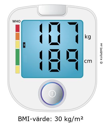 BMI 107 kg och 189 cm på BMI-kalkylatorn