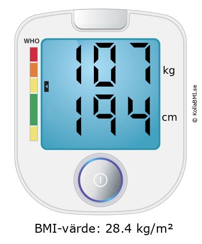 BMI 107 kg och 194 cm på BMI-kalkylatorn