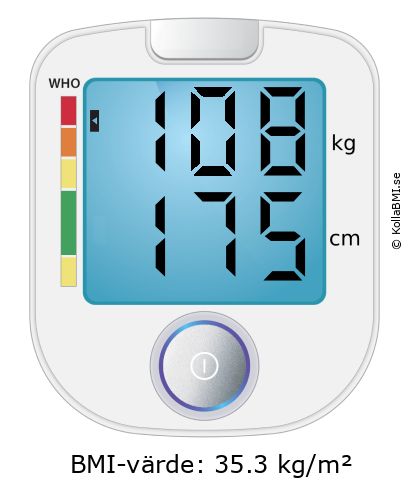 BMI 108 kg och 175 cm på BMI-kalkylatorn