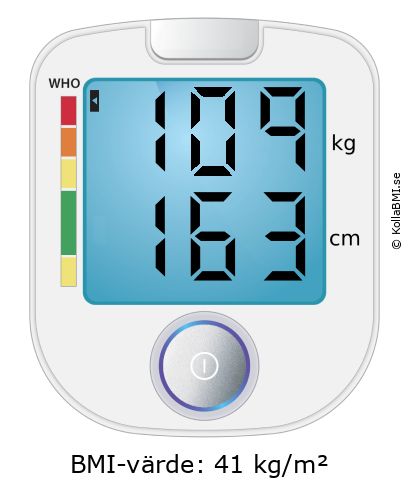 BMI 109 kg och 163 cm på BMI-kalkylatorn