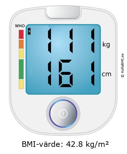 BMI 111 kg och 161 cm på BMI-kalkylatorn