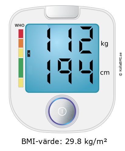 BMI 112 kg och 194 cm på BMI-kalkylatorn