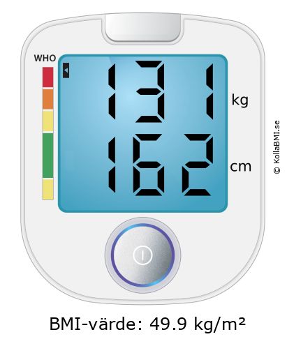 BMI 131 kg och 162 cm på BMI-kalkylatorn