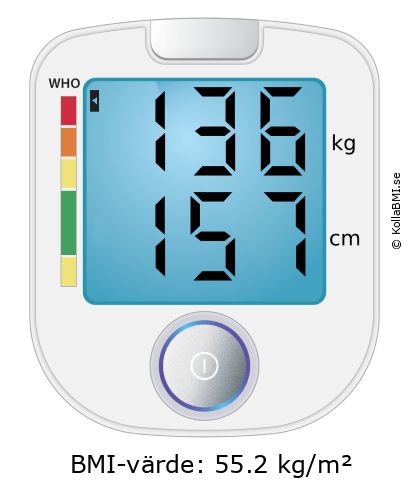 BMI 136 kg och 157 cm på BMI-kalkylatorn