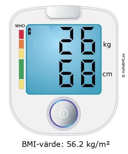 BMI 26 kg och 68 cm på BMI-kalkylatorn