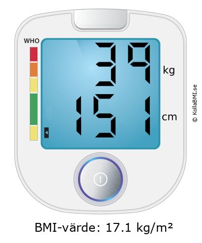 BMI 39 kg och 151 cm på BMI-kalkylatorn