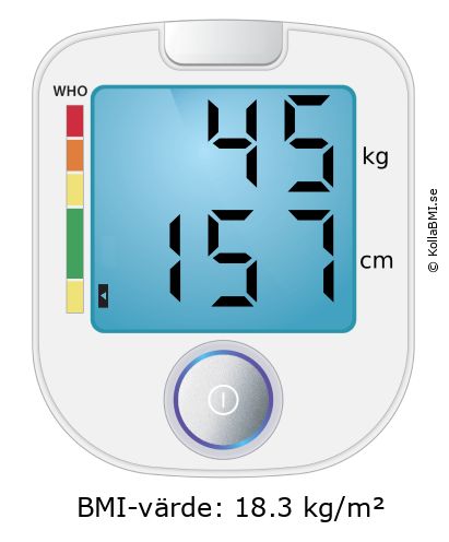 BMI 45 kg och 157 cm på BMI-kalkylatorn