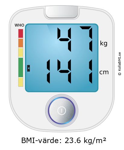 BMI 47 kg och 141 cm på BMI-kalkylatorn