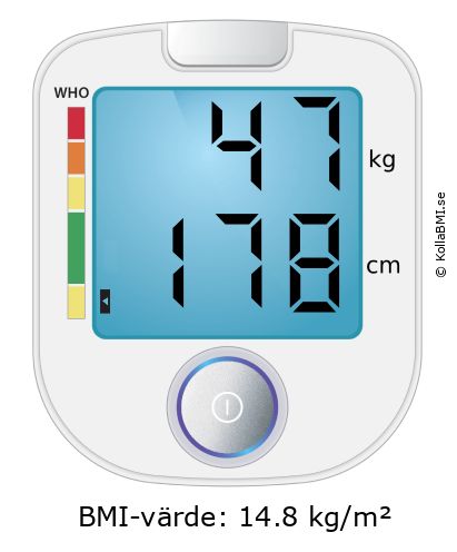 BMI 47 kg och 178 cm på BMI-kalkylatorn