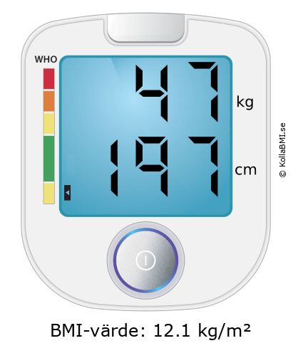 BMI 47 kg och 197 cm på BMI-kalkylatorn