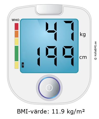 BMI 47 kg och 199 cm på BMI-kalkylatorn