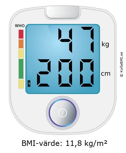 BMI 47 kg och 200 cm på BMI-kalkylatorn