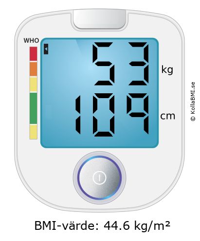 BMI 53 kg och 109 cm på BMI-kalkylatorn