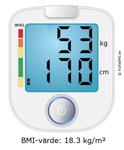 BMI 53 kg och 170 cm på BMI-kalkylatorn