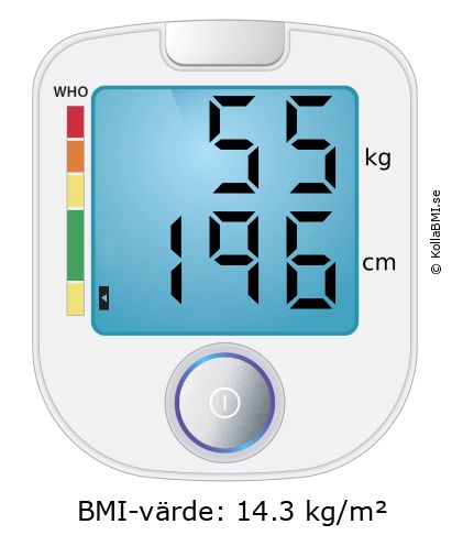 BMI 55 kg och 196 cm på BMI-kalkylatorn