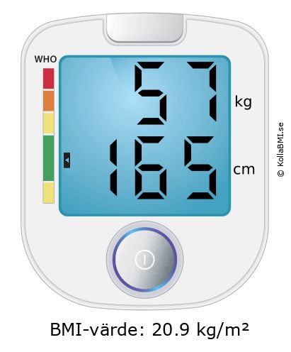 BMI 57 kg och 165 cm på BMI-kalkylatorn