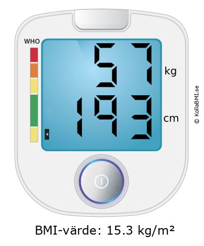 BMI 57 kg och 193 cm på BMI-kalkylatorn
