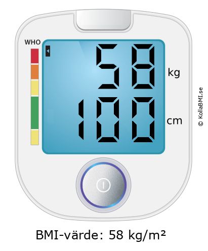 BMI 58 kg och 100 cm på BMI-kalkylatorn