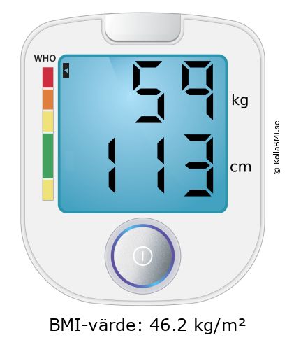 BMI 59 kg och 113 cm på BMI-kalkylatorn