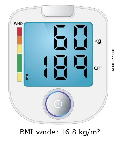 BMI 60 kg och 189 cm på BMI-kalkylatorn