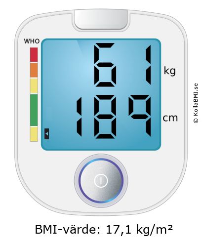 BMI 61 kg och 189 cm på BMI-kalkylatorn