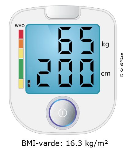BMI 65 kg och 200 cm på BMI-kalkylatorn