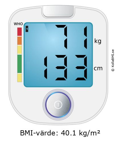BMI 71 kg och 133 cm på BMI-kalkylatorn