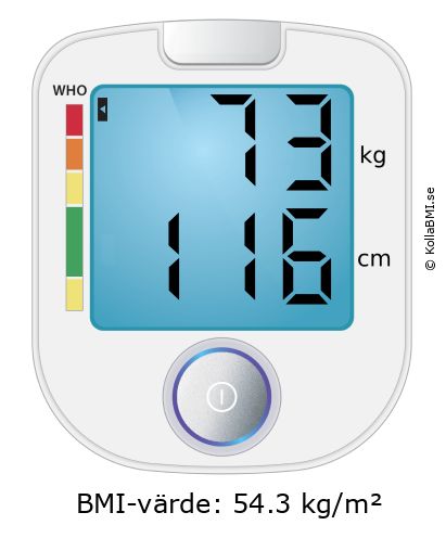 BMI 73 kg och 116 cm på BMI-kalkylatorn