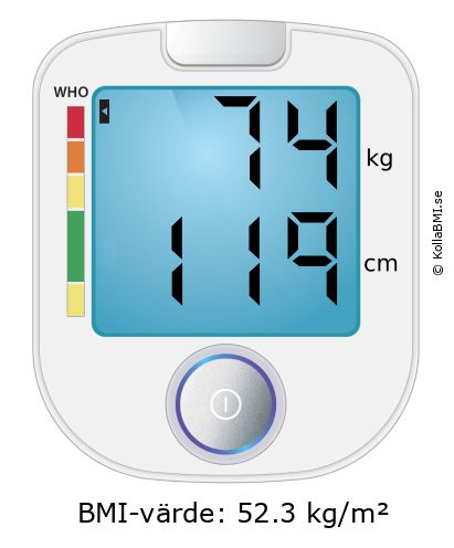 BMI 74 kg och 119 cm på BMI-kalkylatorn