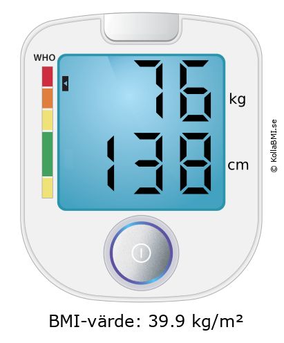 BMI 76 kg och 138 cm på BMI-kalkylatorn