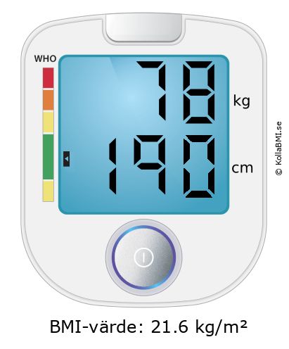 BMI 78 kg och 190 cm på BMI-kalkylatorn