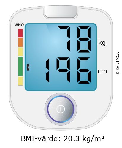 BMI 78 kg och 196 cm på BMI-kalkylatorn