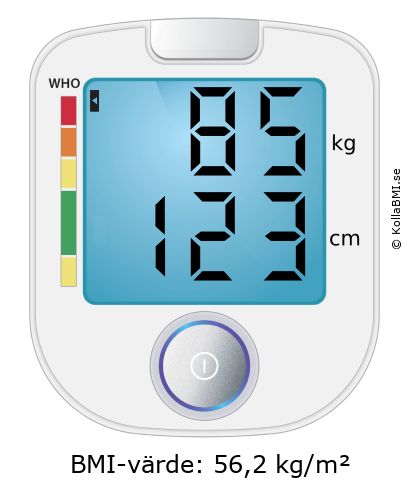BMI 85 kg och 123 cm på BMI-kalkylatorn