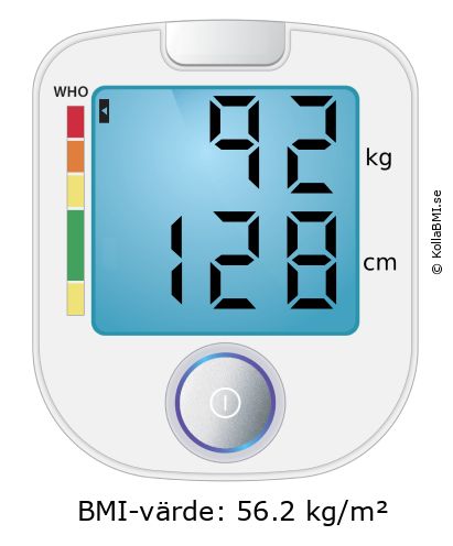 BMI 92 kg och 128 cm på BMI-kalkylatorn