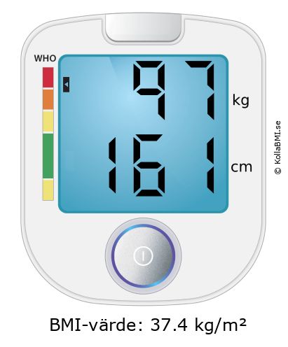 BMI 97 kg och 161 cm på BMI-kalkylatorn