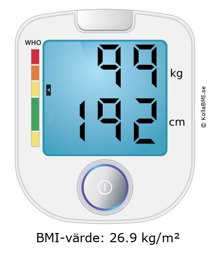BMI 99 kg och 192 cm på BMI-kalkylatorn